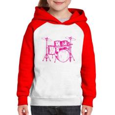 Moletom Infantil Bateria Música (rosa) - Foca na Moda, Branco, Vermelh