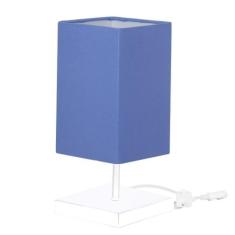 Abajur Eros Quad Azul com Base Inox toda Branca - MARRYLUZ