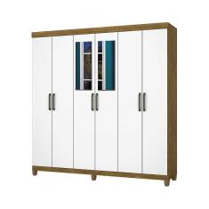 Guarda Roupa R22 6 Portas 2 Gavetas Espelho Carioca Móveis Cinamomo Branco