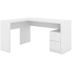 Mesa de Escritório em L 2 Gavetas ME4129 Tecno Mobili - Branco, Branco
