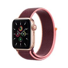 Apple Watch SE Cellular + GPS, 44 mm, Alumínio Dourado, Pulseira Esportiva Loop Ameixa - MYEY2BE/A