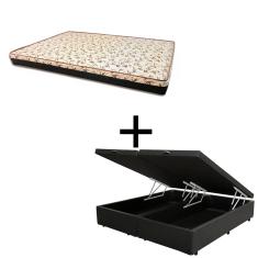 Cama Box Baú King 193 Tecido Sintético Preto Com Colchão Praia Bello Box - D28 Amarelo 58x193x203