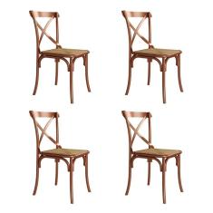 Kit 4 Cadeiras Katrina Cobre Assento Corano Aço - Branco