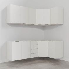 Cozinha Modulada 6 Peças sem Tampo 3 Aéreos 6 Portas e 3 Balcões Ipanema CabeCasa MadeiraMadeira Branco