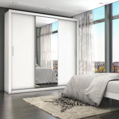 Guarda-Roupa Casal 4 Espelhos 3 Portas de Correr 4 Gavetas Max Plus Espresso Móveis Branco Espresso Móveis