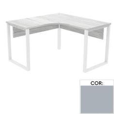 Mesa De Escritório Em L Pé Tubular Pe25 Em Mdp 125 X 125 X 60 Cm Cinza Com Base Cinza