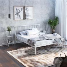 Cama Queen em Aço Begônia Cabecasa Madeiramadeira Off White