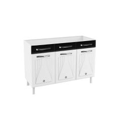 Balcão de Cozinha Modulado Star New 3 Portas e 3 Gavetas 120cm Branco/Preto - Telasul