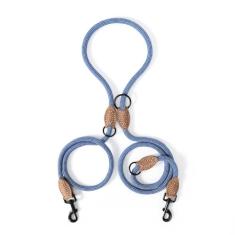 Mile High Life | Coleira de corda dupla para cães | Guia deslizante para cães | Configuração dupla | Corda de escalada com conexão personalizada de couro | 2,5 m com fecho resistente de metal