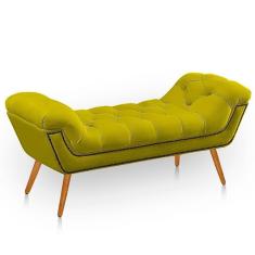 Recamier Estofada Casal Queen Ayla Veludo Cor Amarelo