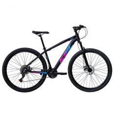 Bicicleta Aro 29 Ksw Xlt Alumínio 27v Freio Disco Mecânico Garfo Suspensão - Preto/pink/azul Tam.17