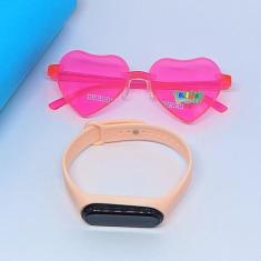 Kit Relógio Infantil Led Bracelete Silicone Ajustável Esporte + Óculos