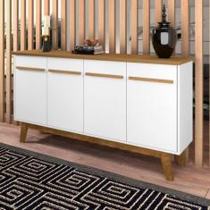 Aparador Buffet 4 Portas Opala Bechara, Cinamomo/Branco