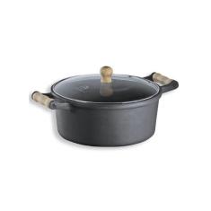 Caçarola Alça De Madeira Tampa De Vidro 2,4 Litro 20cm - Libaneza