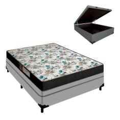 Cama Box Casal Colchão 20 de Altura Veneza  Baú Cinza Portobel