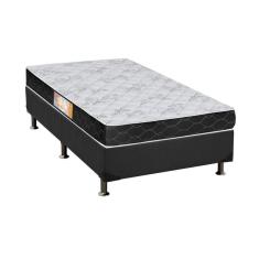 Cama Box Solteiro: Colchão Espuma Castor Sleep Max + Base Crc Suede Gray(88X188)