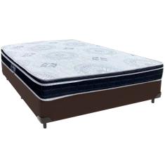 Cama Box Marrom e Colchão Orthosono D33 Com Euro Pillow Casal Anjos