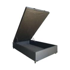 Cama Box Baú Casal Blindado Linhão Preto Com Pistão A Gás