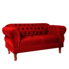 Namoradeira 2 Lugares Chesterfield Elisabeth Via Encanto Veludo Vermelho