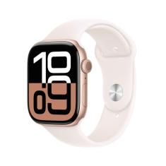 Apple Watch Series 10 GPS + Cellular • Caixa cor de ouro rosa de alumínio – 46 mm • Pulseira esportiva blush-clara – P/M