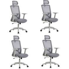 Kit com 4 Cadeira para Escritório Office Dallas Cinza