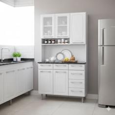 Conjunto de Cozinha Compacta Itatiaia Prisma 6 Portas 3 Gavetas 1 Nicho e Balcão de Apoio Aço - 105cm de Largura