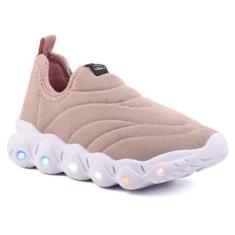 Tenis Infantil De Led Calce Facil Elastico Meninas Feminino-Feminino
