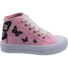 Tênis Cano Alto Infantil Ortobessa Borboleta Casual Menina-Feminino