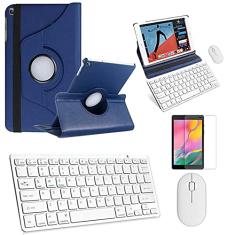 Kit Capa 360 Azul Escuro/Teclado e Mouse branco e Película para Galaxy Tab S6 Lite P615 10,4"