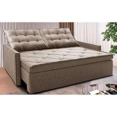 Sofá Sem Caixa Retrátil e Reclinável 1,85m Cama Inbox Flat Linho Bege Escuro