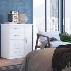 Comoda Caribe 1 Porta 4 Gavetas Branco - Doripel