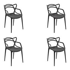 Kit 4 Cadeiras Decorativas Sala e Cozinha Feliti (PP) Preto - Gran Belo