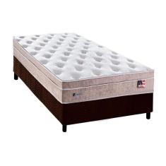 Cama Box Solteiro: Colchão Molas Plumatex MasterPocket Ensacadas Miami + Base CRC Suede Brown(88x188)