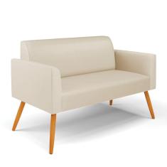 Sofá Namoradeira Pés Palito Castanho Marisa Corino Bege D03 - D`Rossi