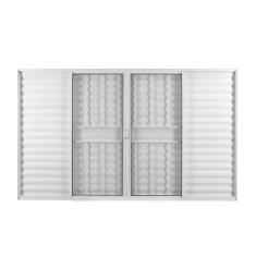 Janela de Alumínio Veneziana de Correr 100x100cm 6 Folhas 2 Fixas com Grade e Vidro Mini Boreal Linha Soft MGM Branco Branco