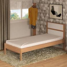 Cama Solteiro CM8004 Tecnomobili, Amêndoa e Branco