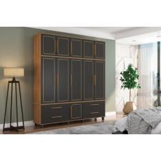 Roupeiro / Guarda Roupas HOU Triplex 5 Portas + 4 Gavetas Com Cabideir