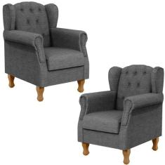 Kit 02 Poltronas Decorativas Para Sala de Estar Yara P02 Linho Cinza E