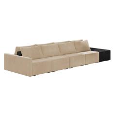 Sofá Ilha 4 Lugares Living 432cm Modulado Lary Veludo-pu Pto K01 Cor Cinza