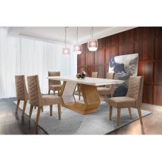 Sala de Jantar Lara 180 Tp Mdf com 6 Cadeiras Safira - Rufato, Anima. 