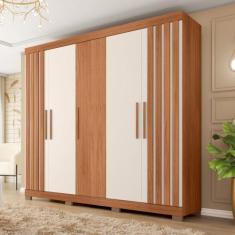 Guarda-roupa Casal 5 Portas 2 Gavetas com Ripado Sophia Espresso Móvei