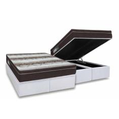 Cama Box Baú Queen: Colchão Ortopédico Ortobom Light + Base CRC Courano White (158x198)