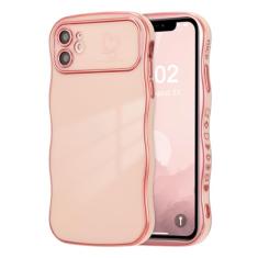 ZTOFERA Capa para iPhone 11 de 6,1 polegadas, linda capa ondulada encaracolada com estampa de coração de amor, borda banhada de luxo, proteção total para câmera, à prova de choque, capa de telefone