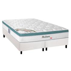 Cama Box King: Colchão Molas MasterPocket Ensacadas Herval Meditare + Base Courano Branco CRC(193x203)