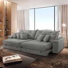 Sofá ágata Linho Dois Módulos De 120cm B25 Meu Sofá Online A230 Linho Cinza