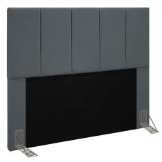 Cabeceira Cama Box Casal 140Cm Pérola W01 Suede Cinza