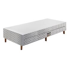 Cama Box Base C/auxiliar Solteiro Universal Tecido Bordado White (88x188x30) - Paropas