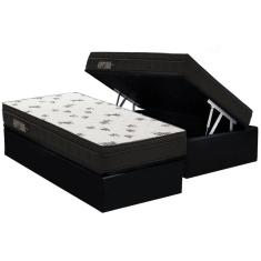 Cama Box Baú Solteiro Kit D45 Light Saúde Ortopillow Courano Black Ortobom