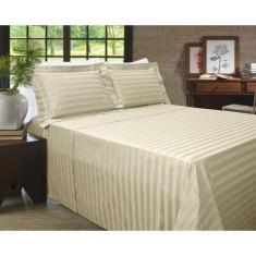 Jogo de Lençol Casal Padrão 4 Peças Maquinetado 100% Algodão Percal 40