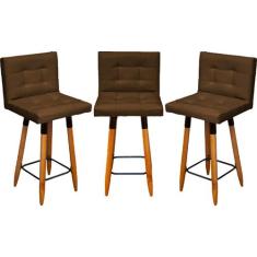 Kit  3 Banquetas Decorativas Para Cozinha Gourmet Grace Cores Pé Casta